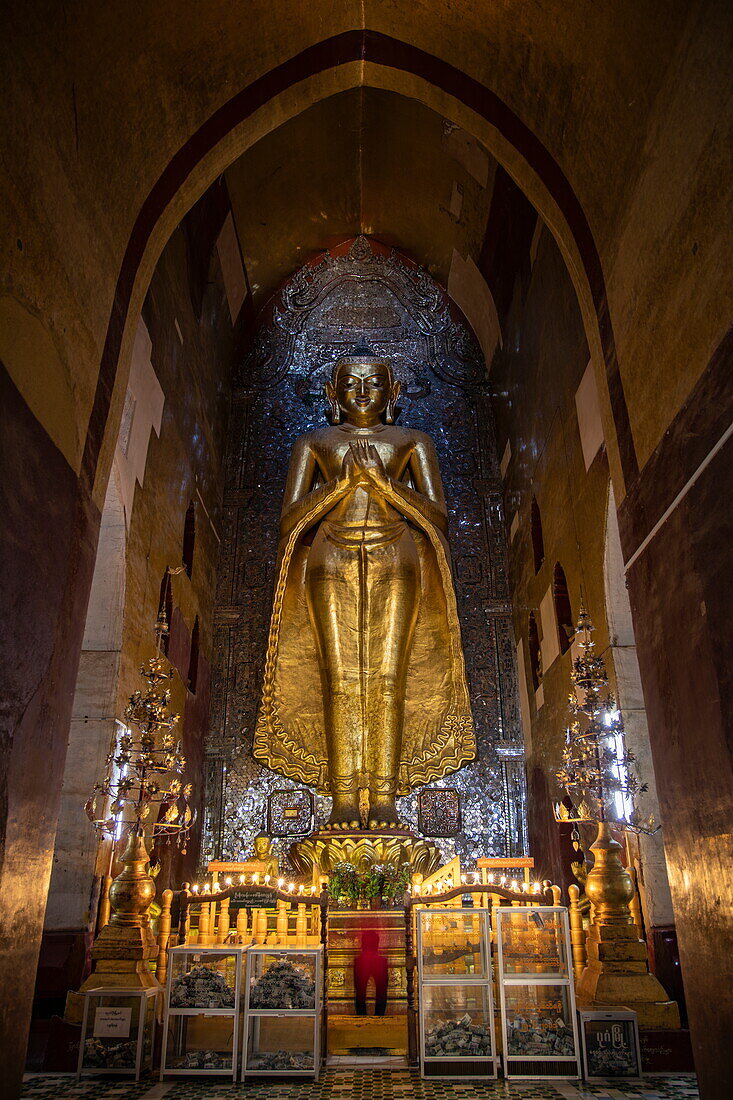 Buddha statue in Ananda Temple, Old Bagan, Nyaung-U, Mandalay Region, Myanmar, Asia