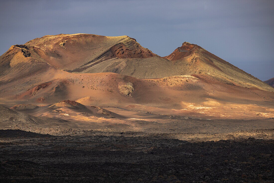 Stunning colors in volcanic landscape, Timanfaya National Park, Lanzarote, Canary Islands, Spain, Europe