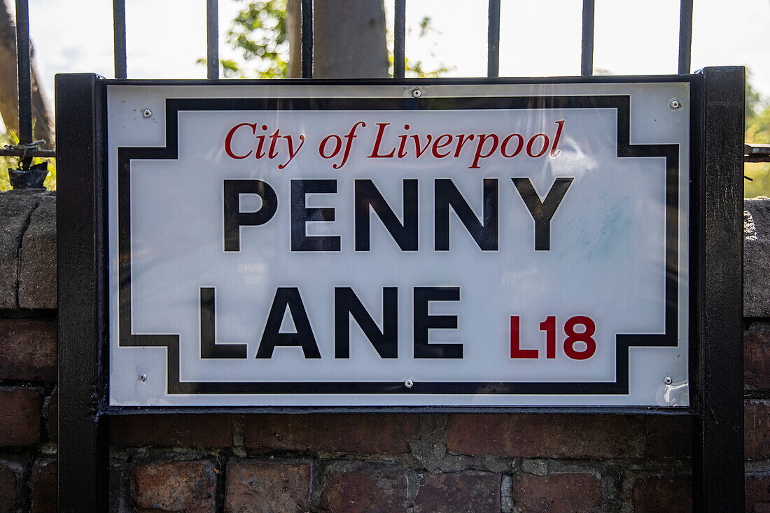 Penny Lane Straßenschild, Liverpool, England, Vereinigtes Königreich, Europa