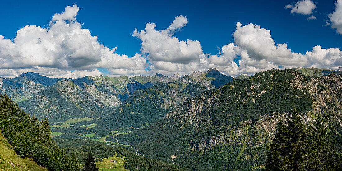 Bergpanorama vom Söllereck zur Höfats, 2259m, Allgäuer Alpen, Allgäu, Bayern, Deutschland, Europa