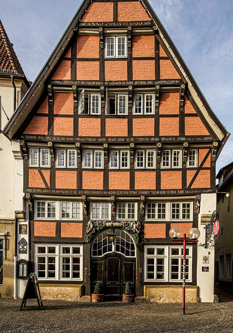 Baroque facade of the historic Gasthof Walhalla, today's Romantik-Hotel Walhalla, Heger-Tor district in the old town of Osnabrück, Lower Saxony, Germany