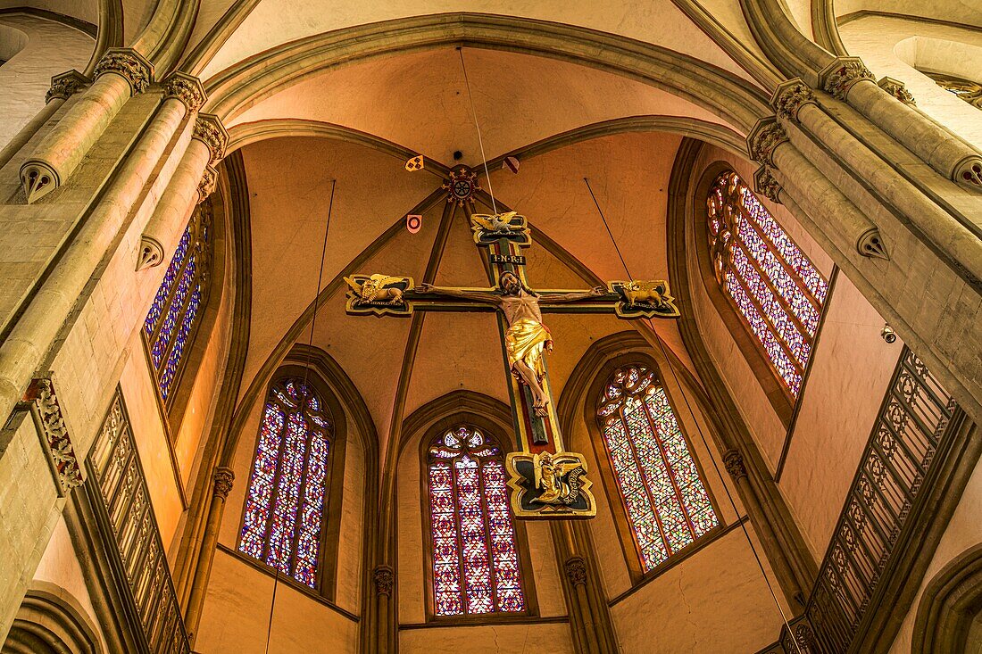 Triumphal cross in the choir vault of the Marktkirche St. Marien, Osnabrück, Lower Saxony, Germany