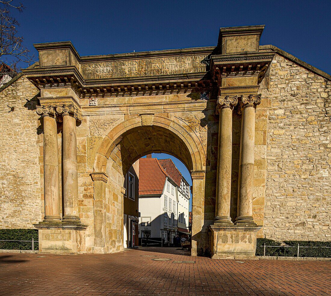 Waterloo Gate in the Heger Tor district, old town of Osnabrueck, Lower Saxony, Germany