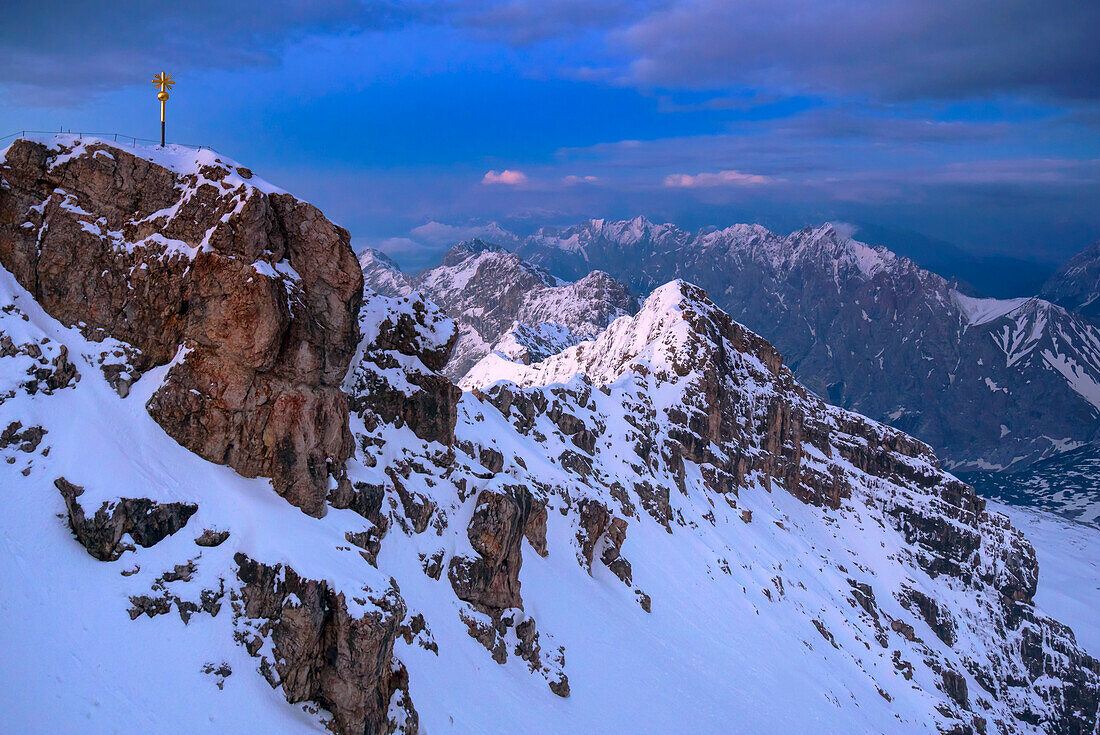 View of the Zugspitze summit, Bavaria, Germany.