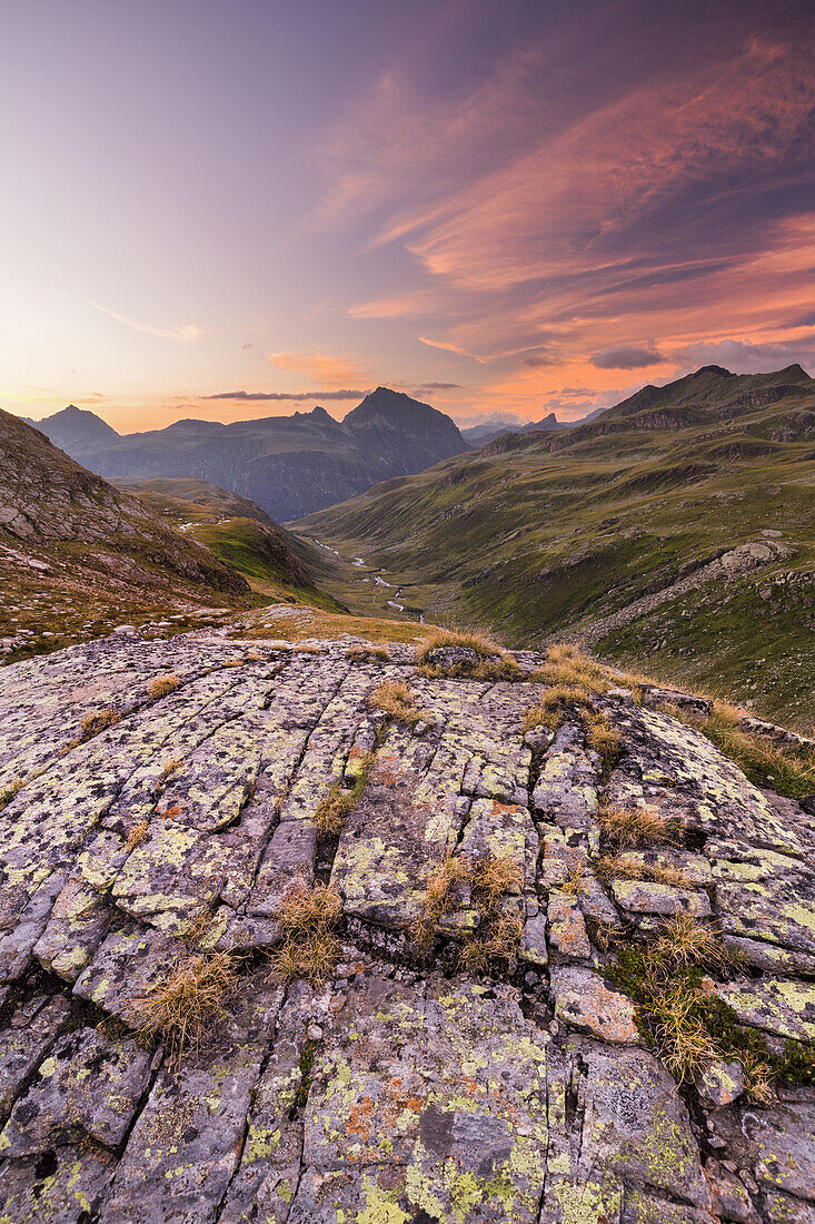 View over the Bieltal to the Vallüla mountain, Silvretta group, Tyrol, Austria