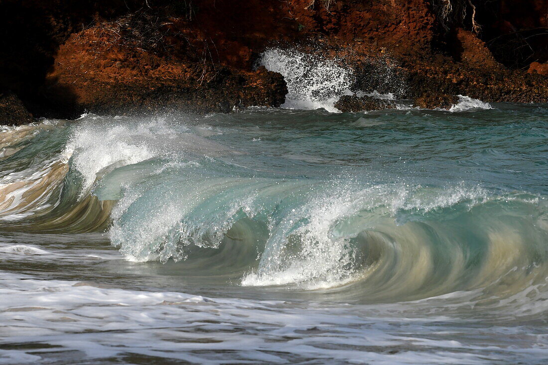 Crashing wave at Grand Anse Bay, near Saint George's, Saint George, Grenada, Caribbean