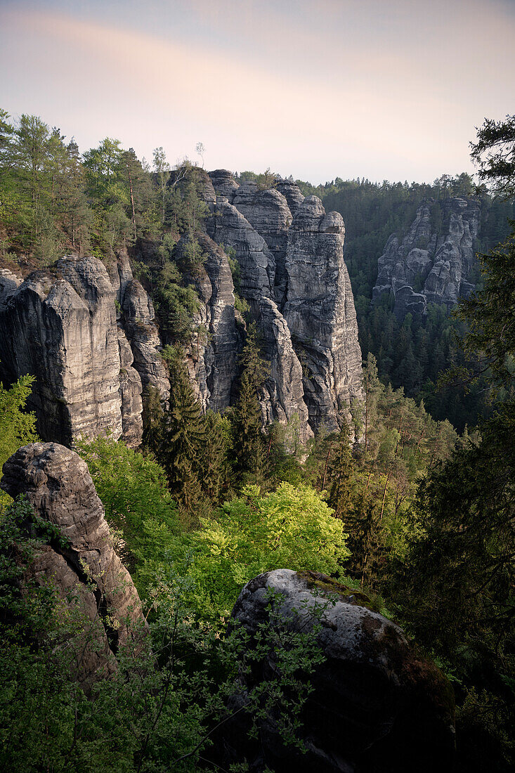 Rock formations in Saxon Switzerland, Elbe Sandstone Mountains, Saxony, Elbe, Germany