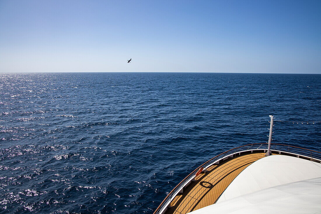 Bow of expedition cruise ship World Voyager (Nicko Cruises), Pacific Ocean, near Panama, Central America