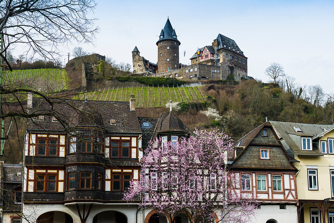 Stahleck Castle, Bacharach, Upper Middle Rhine Valley, UNESCO World Heritage Site, Rhine, Rhineland-Palatinate, Germany