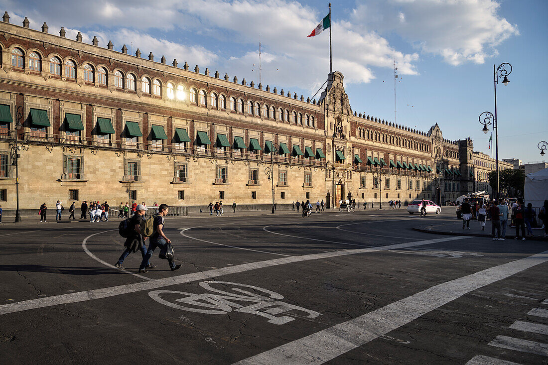 Government Buildings at the Zocalo (Plaza de la Constitucion), Mexico City, Mexico, North America, Latin America