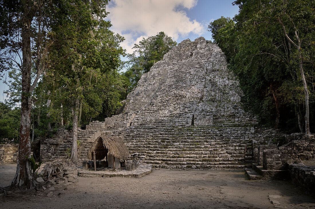 Crossroads Temple &quot;La Iglesia&quot; in Maya ruined city of Cobá, Yucatán, Mexico, North America, Latin America