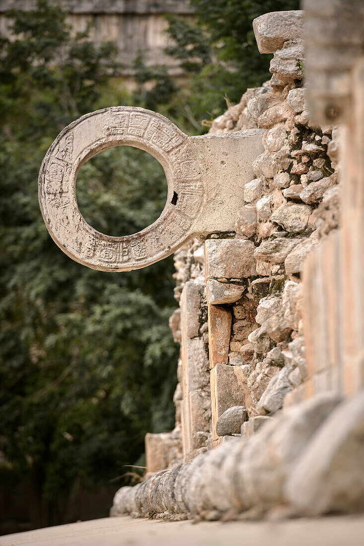 Ball game ring at the ball court (Juego de Pelota), Archaeological Zone Uxmal, Mayan ruined city, Yucatán, Mexico, North America, Latin America, UNESCO World Heritage