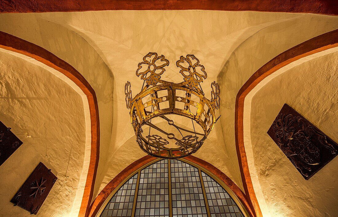 Original des Krönchens, Wahrzeichen der Stadt Siegen, im Eingangsbereich der Nikolaikirche, Siegen, Nordrhein-Westfalen, Deutschland