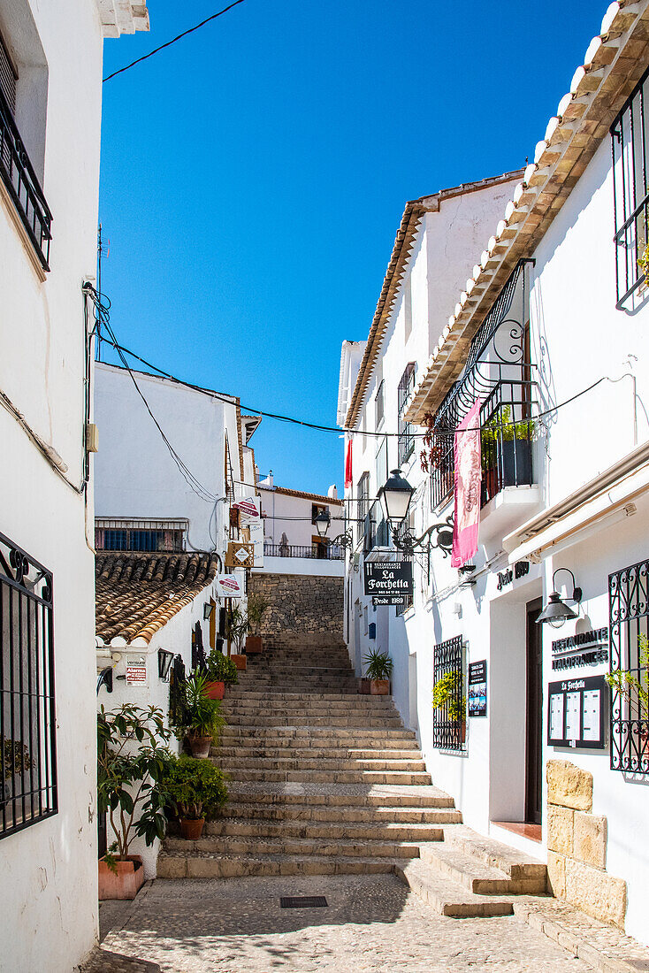 Altea, old town streets, around the Kirchberg, Costa Blanca, Spain