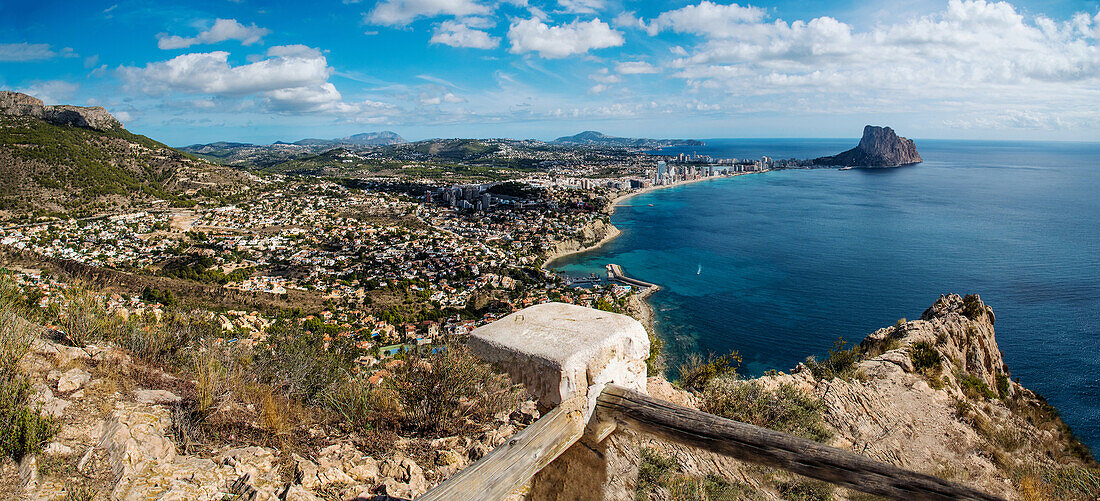 Bay of Calpe Costa Blanca, Spain, with hinterland and the eastern tip of Spain