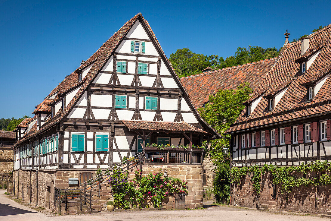 Half-timbered ensemble in the monastery courtyard of Maulbronn, Baden-Württemberg, Germany