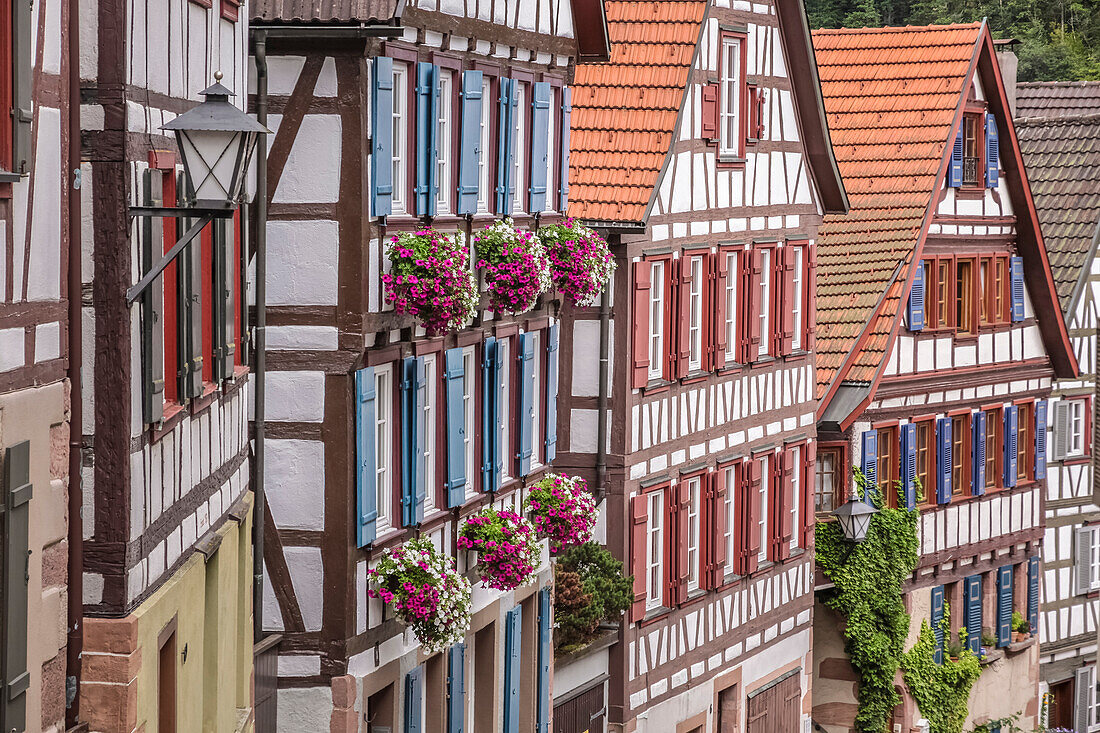 Half-timbered houses in the old town of Schiltach, Black Forest, Baden-Württemberg, Germany