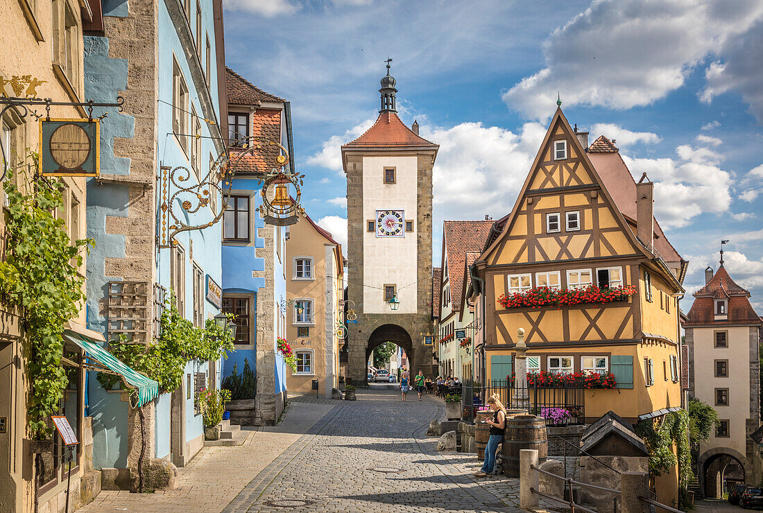Plönlein-Viertel und Siebersturm in der Altstadt von Rothenburg ob der Tauber, Mittelfranken, Bayern, Deutschland