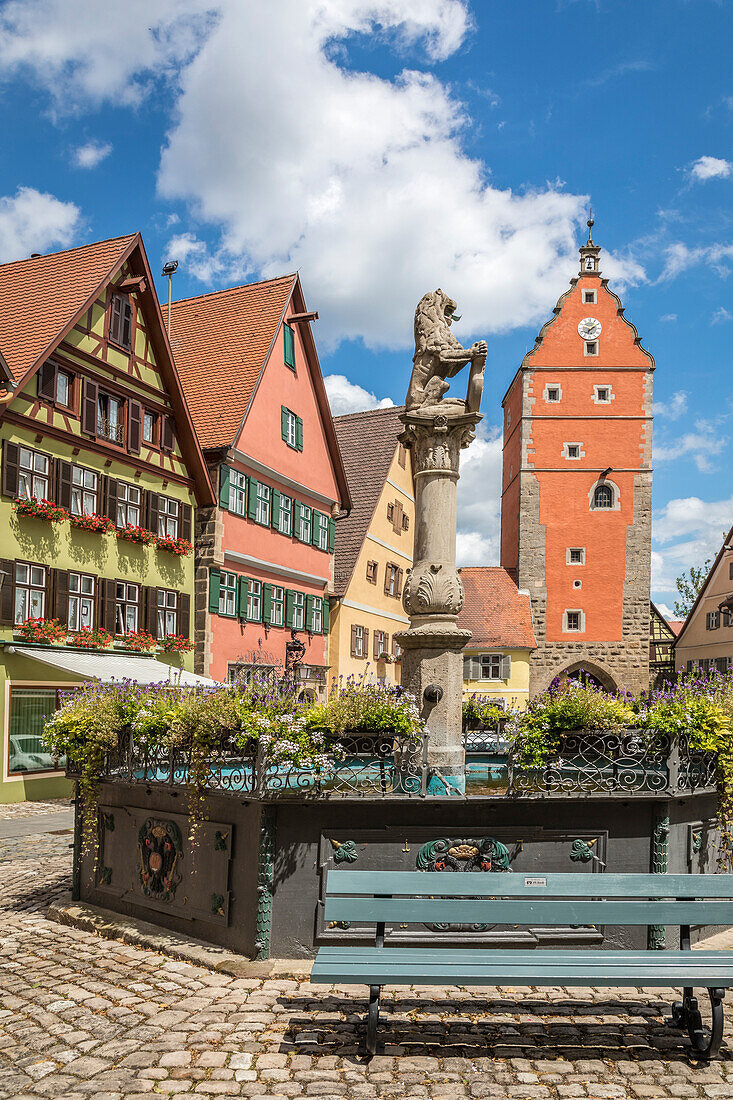 Wörnitztor at Altrathausplatz in the old town of Dinkelsbühl, Middle Franconia, Bavaria, Germany