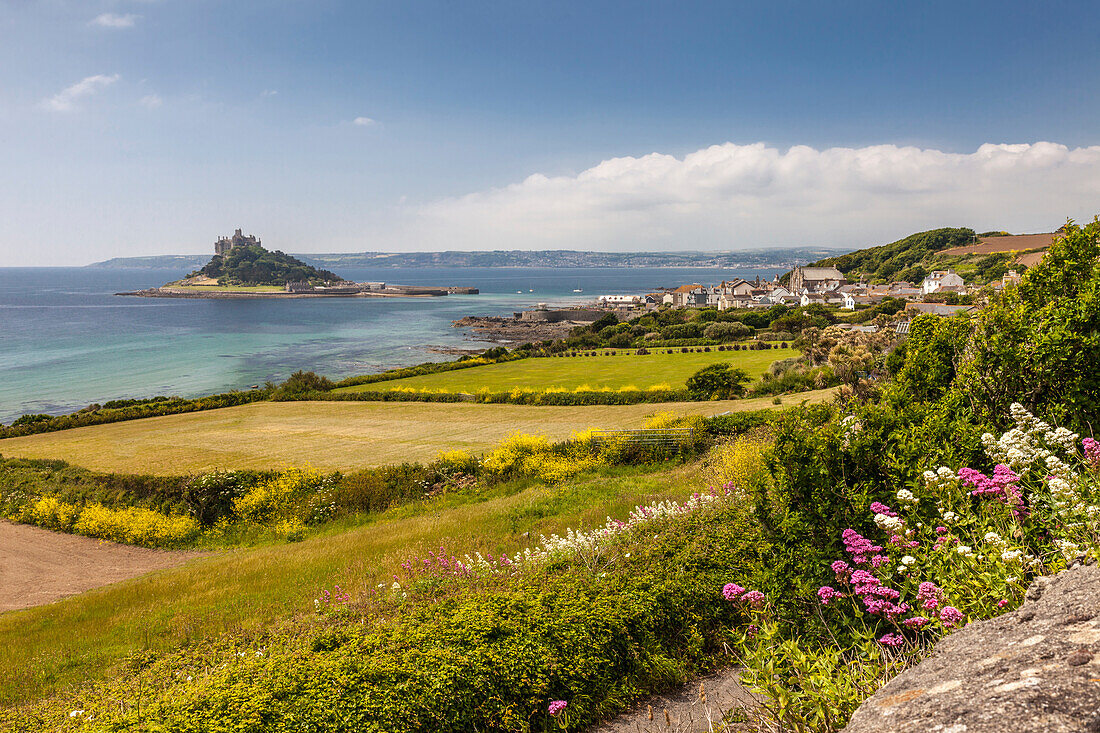 View of St Michael`s Mount, Marazion, Cornwall, England