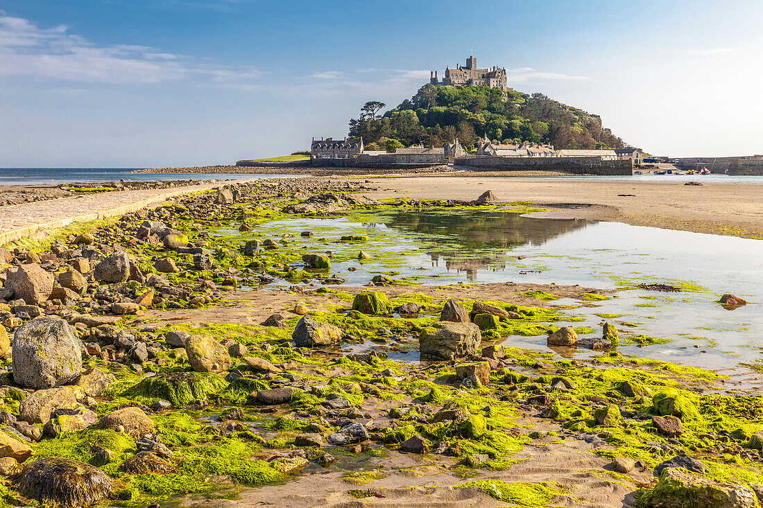 Footpath to St Michael`s Mount, Marazion, Cornwall, England