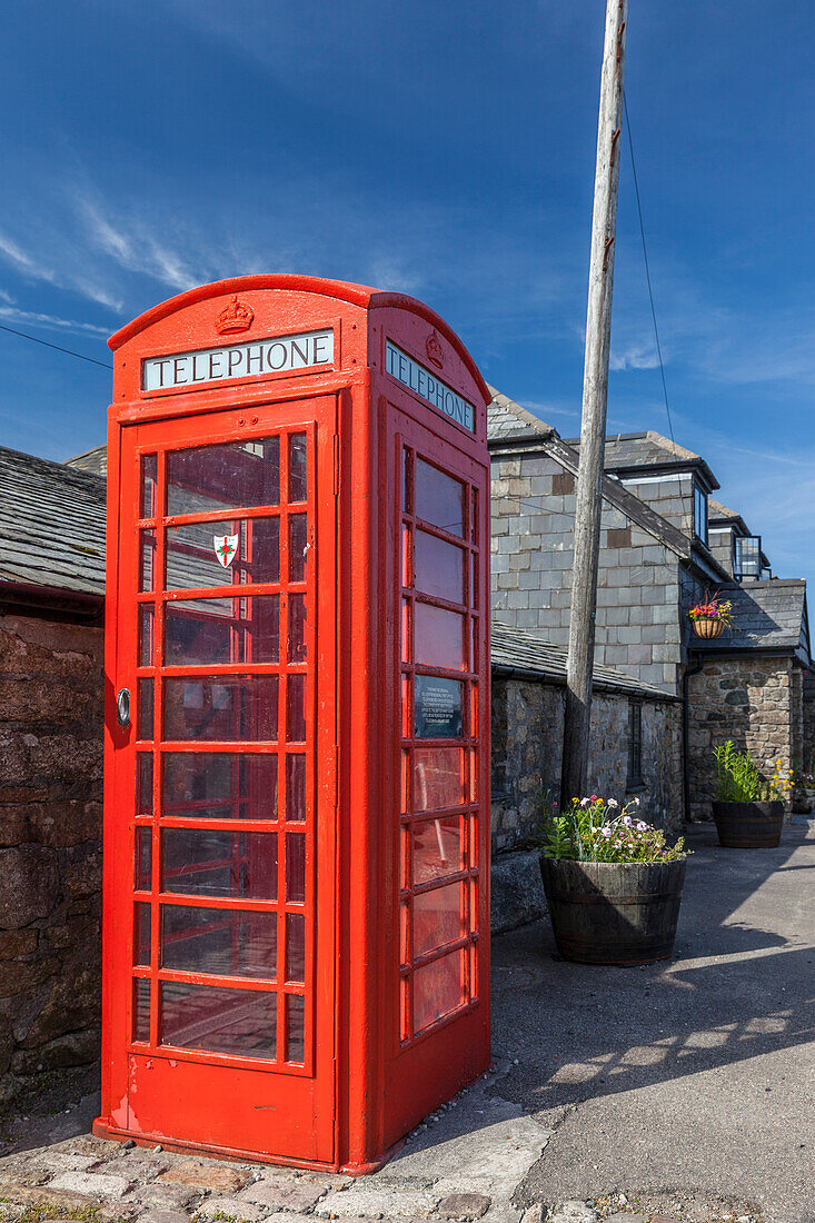 Telefonzelle beim Jamaica Inn, Bodmin Moor, Cornwall, England