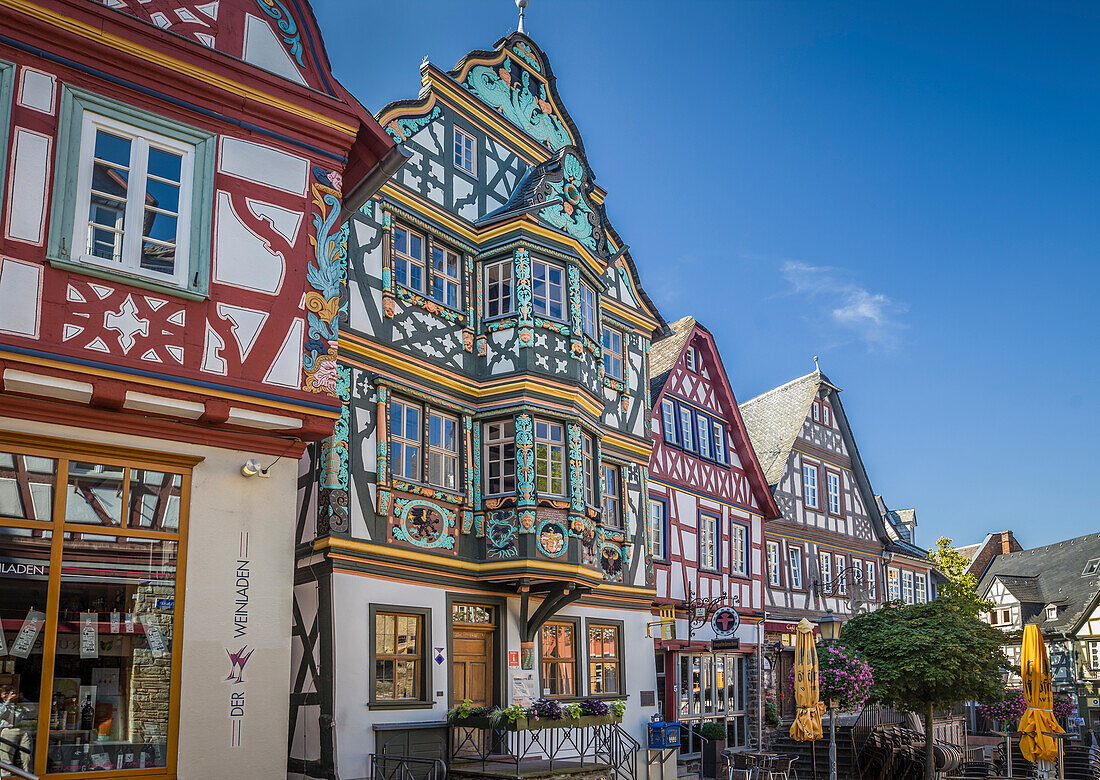 Magnificent half-timbered houses on the market square of Idstein, Hesse, Germany