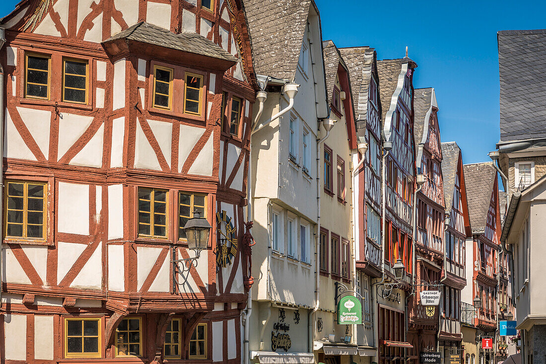 Bischofsplatz and a view of Barfussergasse in the old town of Limburg, Lahntal, Hesse, Germany