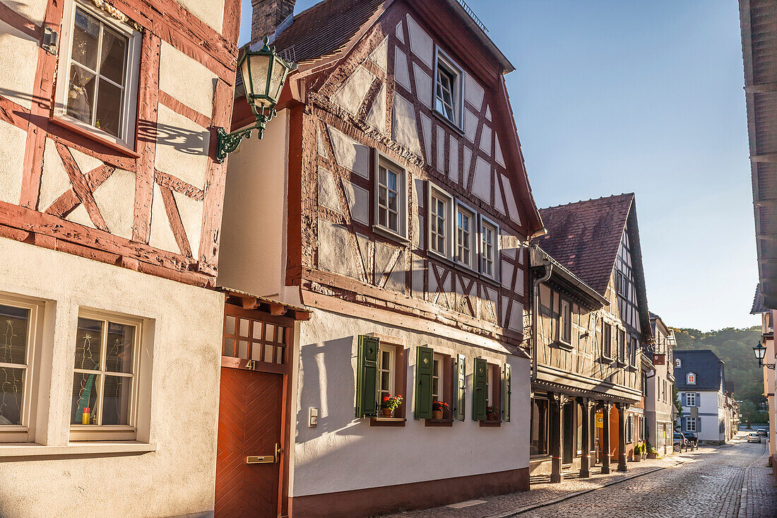 Half-timbered houses in the old town of Eppstein, Taunus, Hesse, Germany