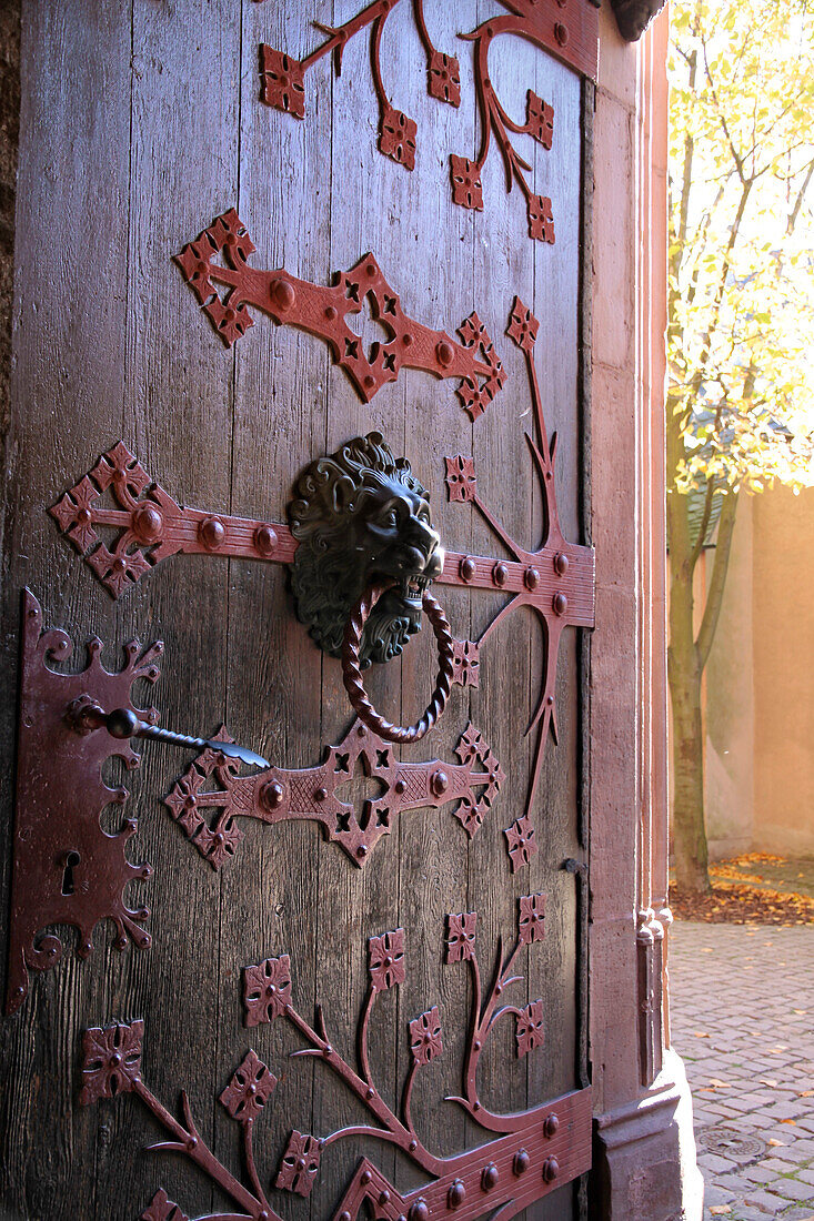 Entrance gate of the Catholic Parish Church of St. Valentinus (Kiedrich), Rheingau, Hesse, Germany