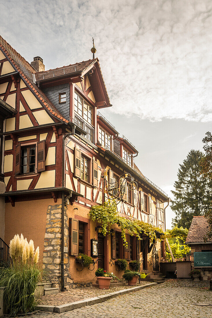 Historisches Fachwerkhaus in der Altstadt von Heppenheim, Südhessen, Hessen, Deutschland