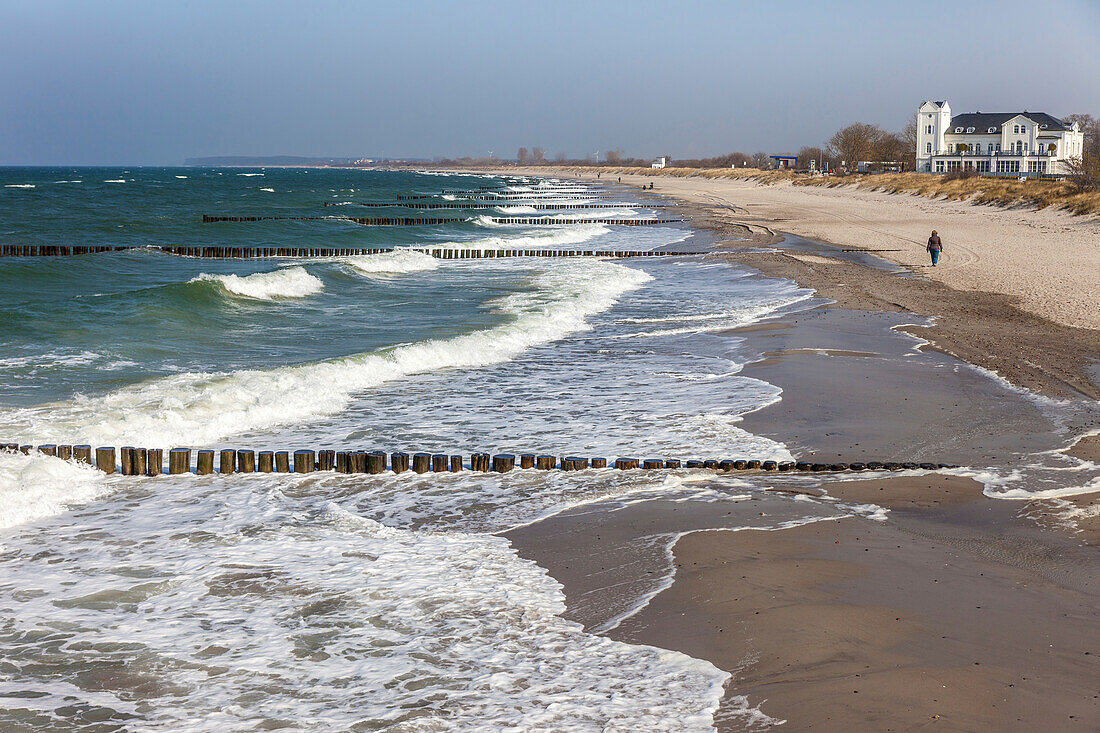 Stormy surf in Heiligendamm, Mecklenburg-West Pomerania, Northern Germany, Germany