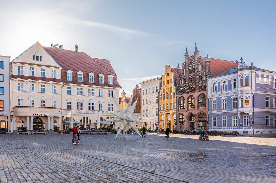 Historic houses at Alter Markt Stralsund, Mecklenburg-West Pomerania, North Germany, Germany