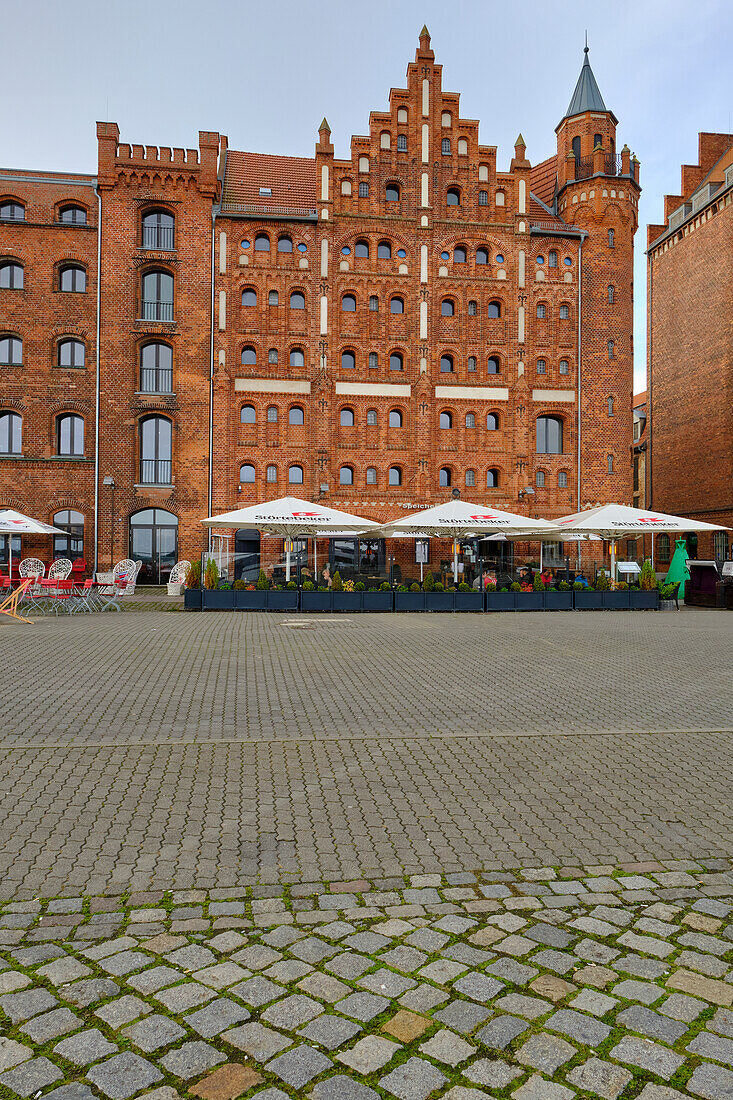 Brick architecture at the harbor in the World Heritage and Hanseatic City of Stralsund, Mecklenburg-West Pomerania, Germany