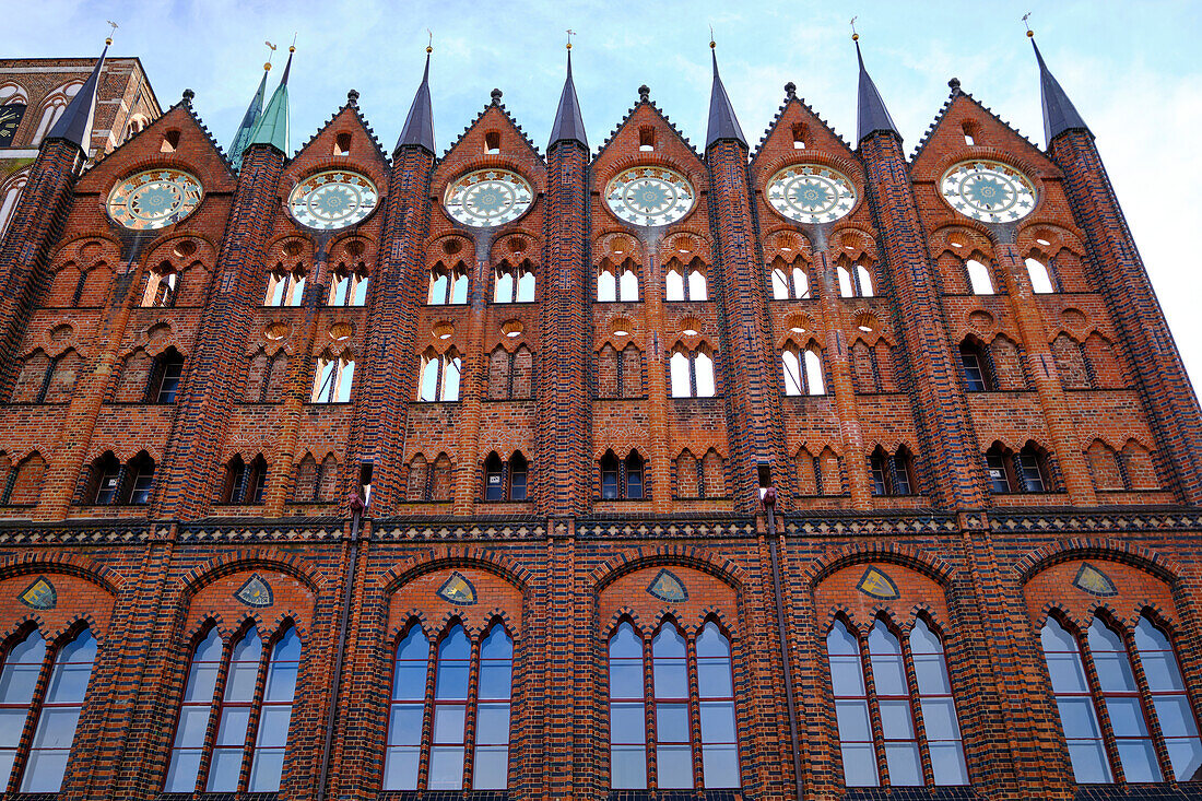 The historic town hall at the Alter Markt in the World Heritage and Hanseatic City of Stralsund, Mecklenburg-West Pomerania, Germany
