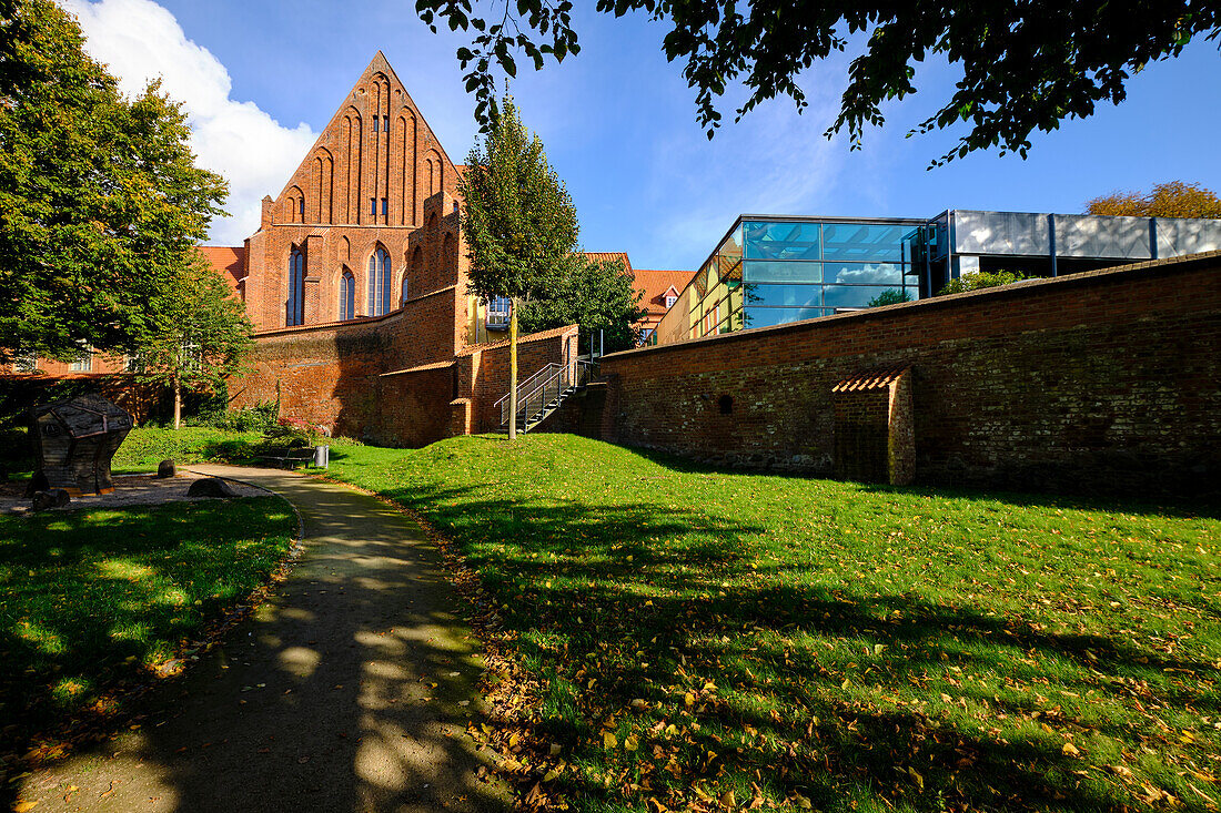 The German Maritime Museum in the old town of the World Heritage and Hanseatic City of Stralsund from the Knieperteich, Mecklenburg-West Pomerania, Germany