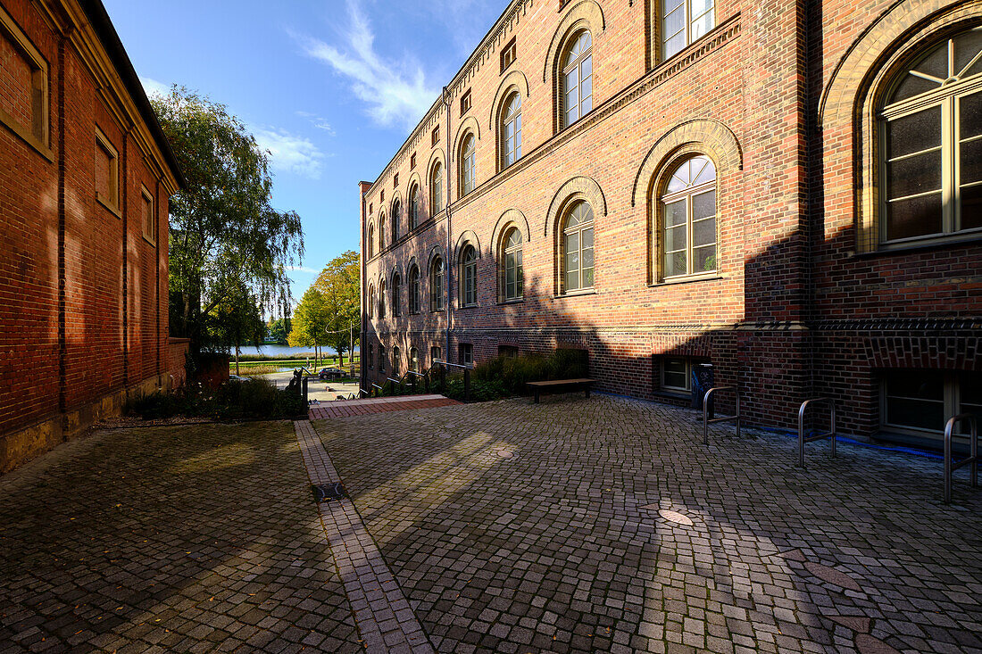 The German Maritime Museum in the old town of the World Heritage and Hanseatic City of Stralsund from the Knieperteich, Mecklenburg-West Pomerania, Germany