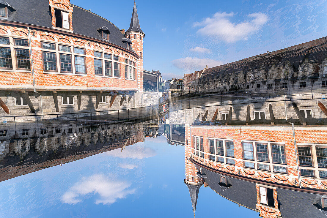 The old fish market in Ghent, seen from the other bank of the river Leie.