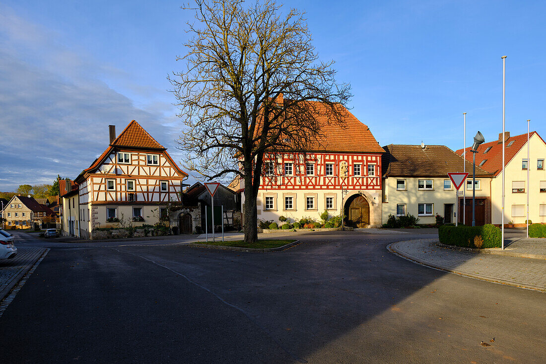Half-timbered houses in Bundorf, Hassberge district, Lower Franconia, Bavaria, Germany