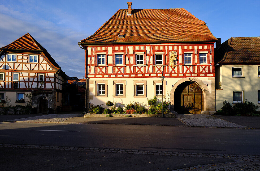 Half-timbered houses in Bundorf, Hassberge district, Lower Franconia, Bavaria, Germany