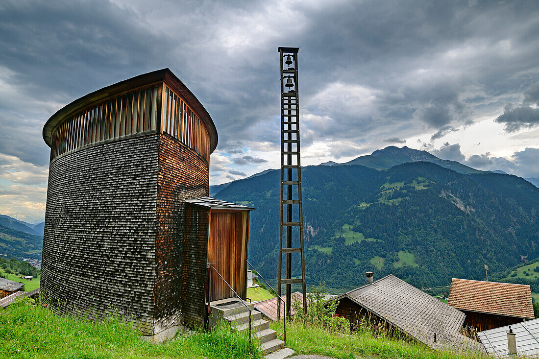 Kapelle Caplutta Sogn Benedetg, Architekt Peter Zumthor, Sumvitg, Surselva, Vorderrheintal, Graubünden, Schweiz