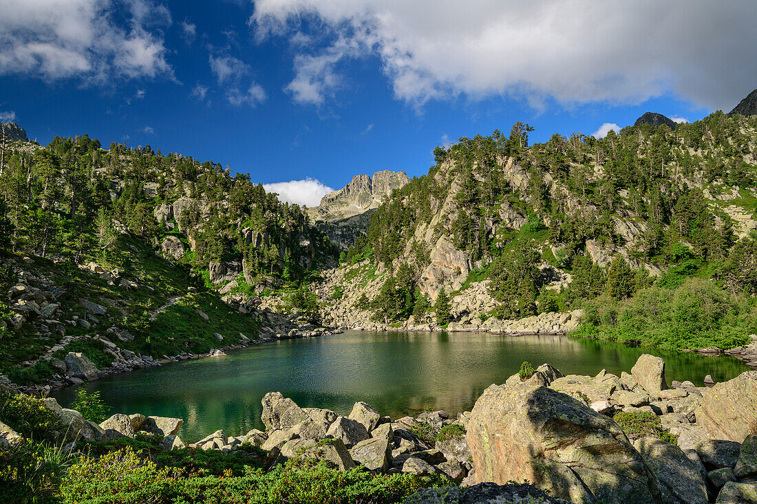 See Estany de Gerber, Valle Gerber, Nationalpark Aigüestortes i Estany de Sant Maurici, Pyrenäen, Katalonien, Spanien