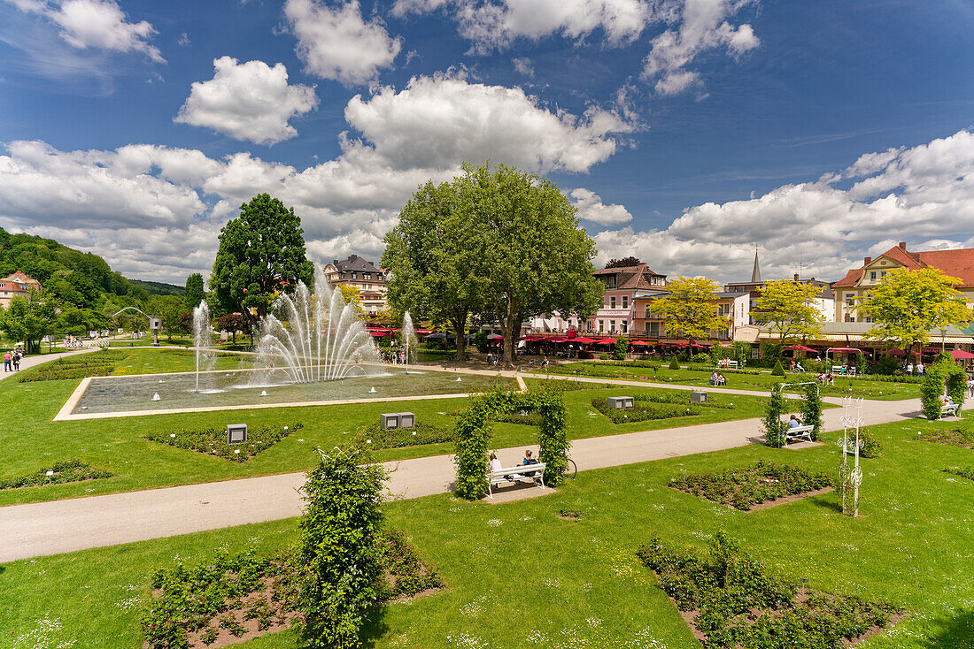 Spa park and rose garden in the state spa of Bad Kissingen, Lower Franconia, Franconia, Bavaria, Germany
