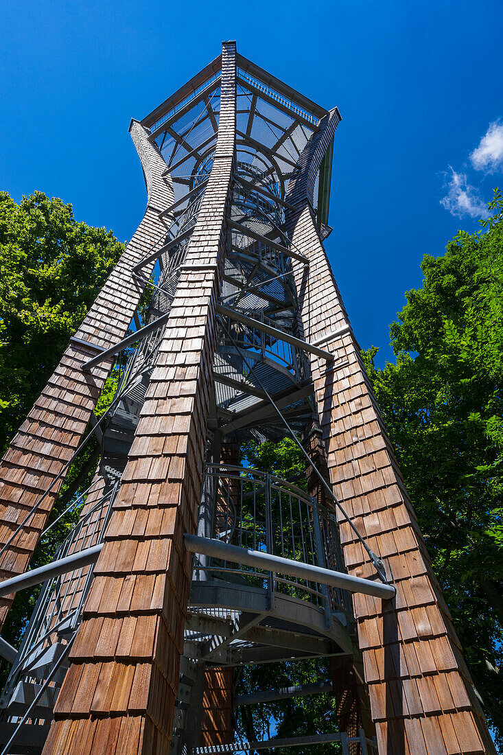 Observation tower on the Zabelstein in the Steigerwald Nature Park, Schweinfurt district, Lower Franconia, Franconia, Bavaria, Germany