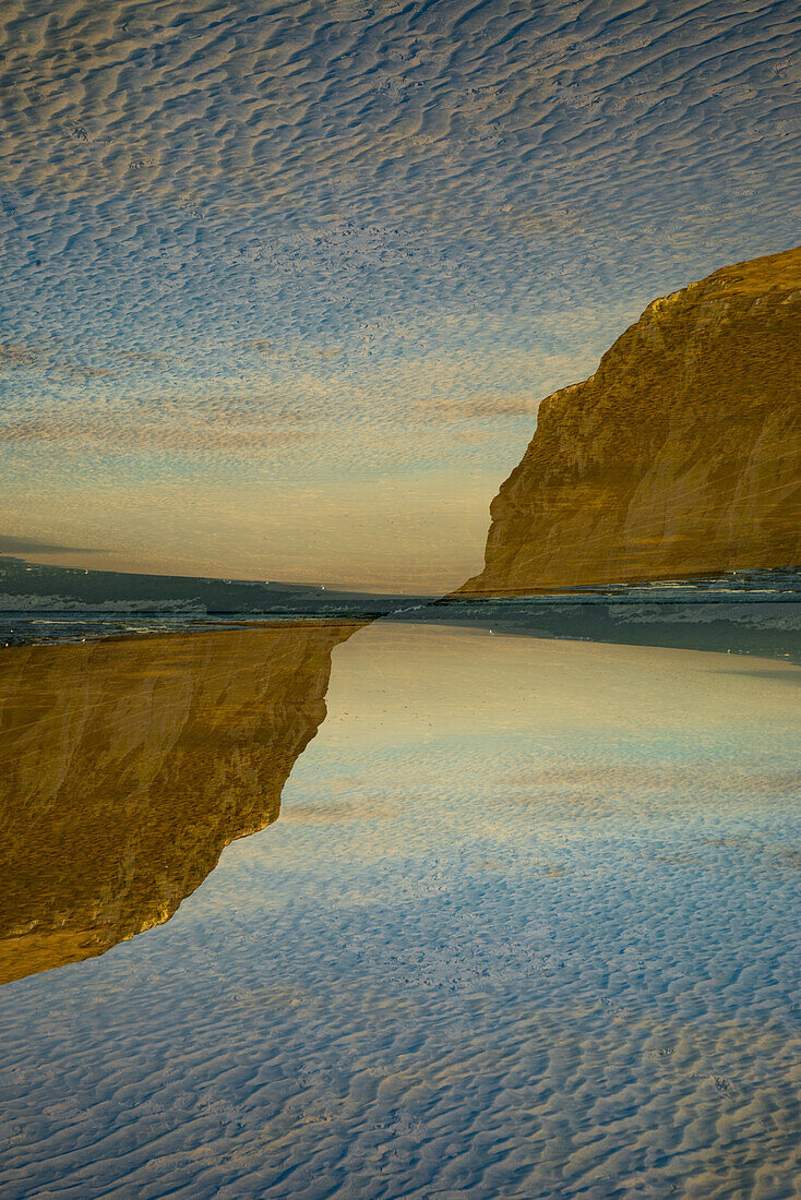 Double exposure of the Cap Blanc Nez chalk cliffs near Escalles in France.