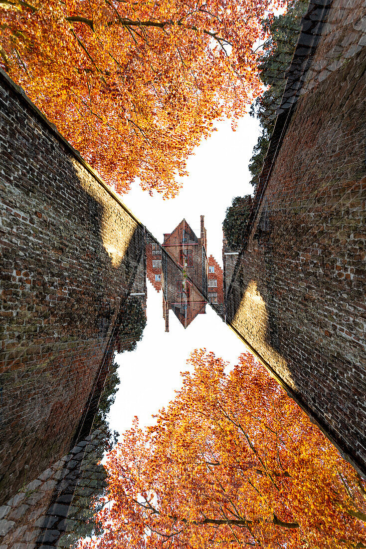 Double exposure of a alley in Bruges, Belgium.