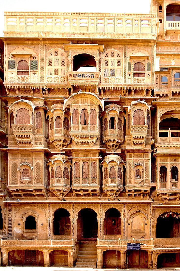 Idien,Radjastan Jaisalmer,, Old Town Fort, Haveli, Stone Carving, Facades