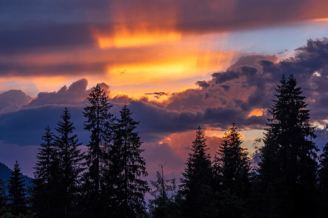 Colorful sunset in the Bavarian Alps, Bavaria, Germany, Europe