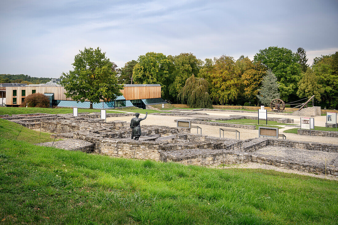 Ruins of the Roman cavalry fort outside the Limes Museum, Aalen, Ostalb district, Swabian Jura, Baden-Württemberg, Germany, UNESCO World Heritage
