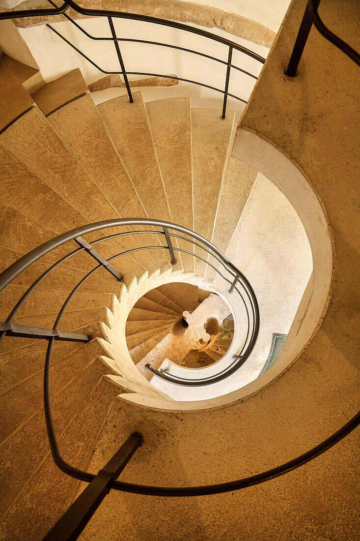 Wendeltreppe in der Stadtkirche St. Marien in Marienberg, Erzgebirgskreis. Erzgebirge, Sachsen, Deutschland, Europa